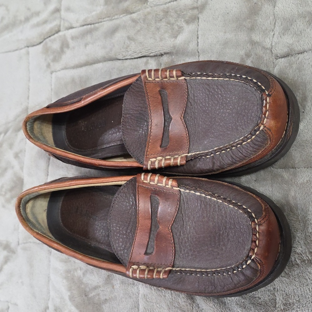 L L Bean Men's 2 Tone Brown Leather? Penny Loafers Slip-Ons Sz 9 EUC - Picture 12 of 12